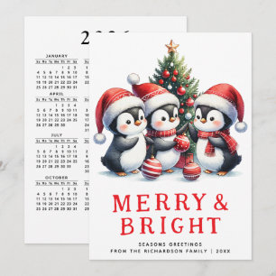 Tarjeta Festiva Navidades modernos con pingüinos malhumorados y br