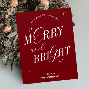Tarjeta Festiva Navidades modernos con un elegante guión rojo bril