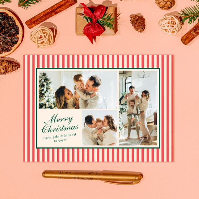 Tarjeta Festiva Navidades modernos de banda vertical roja 3 (Subido por el creador)