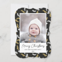 Navidades modernos de Black Script Gold Pine Mistl