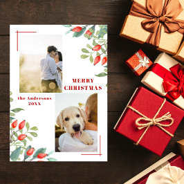 Tarjeta Festiva Navidades modernos de Botánicos de Invierno de 2 C