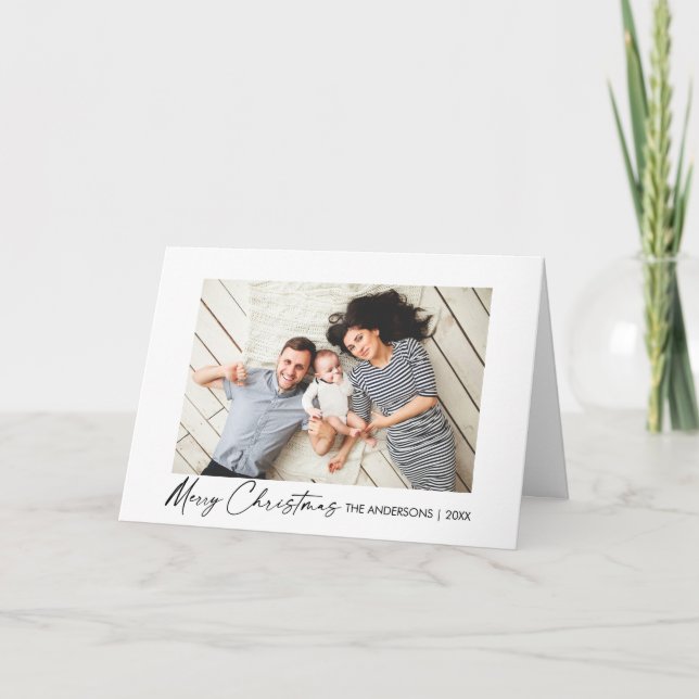 Tarjeta Festiva Navidades modernos de caligrafía en tinta doblan f (Anverso)