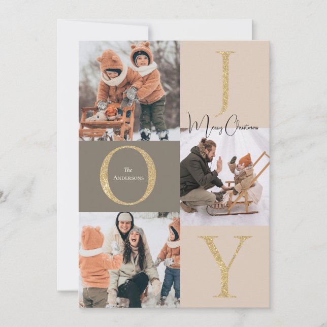 Tarjeta Festiva Navidades modernos de collage de fotografías festi (Anverso)