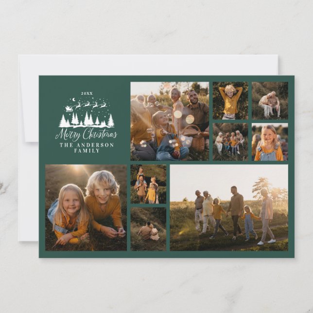 Tarjeta Festiva Navidades modernos de collage de fotos mínimo eleg (Anverso)