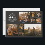 Tarjeta Festiva Navidades modernos de collage de fotos mínimo eleg<br><div class="desc">Moderno guión mínimo tarjeta de Navidades en blanco y negro para el collage de fotos de vacaciones. Diseño tradicional de Papá Noel y shilouette de trineo.</div>