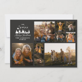 Tarjeta Festiva Navidades modernos de collage de fotos mínimo eleg