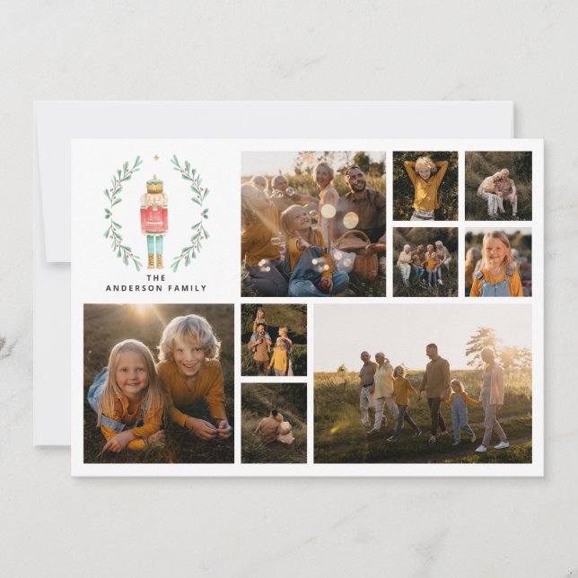 Tarjeta Festiva Navidades modernos de collage de fotos mínimo eleg (Anverso)