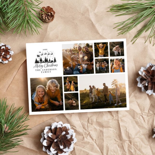 Tarjeta Festiva Navidades modernos de collage de fotos mínimo eleg (Subido por el creador)