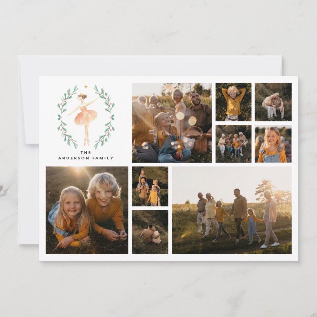 Tarjeta Festiva Navidades modernos de collage de fotos mínimo eleg (Anverso)