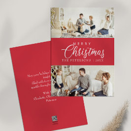 Tarjeta Festiva Navidades modernos de Collage de fotos rosa brilla