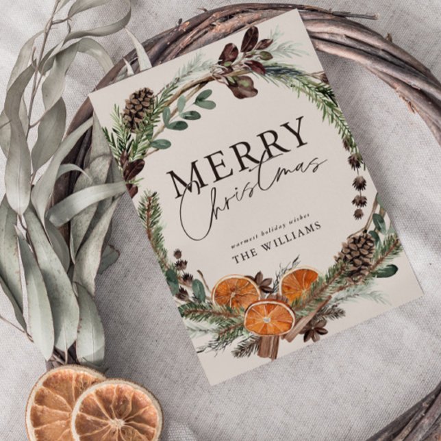 Tarjeta Festiva Navidades modernos de escritura mínima de cítricos (Subido por el creador)