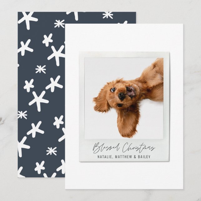 Tarjeta Festiva Navidades modernos de escritura simple (Anverso / Reverso)