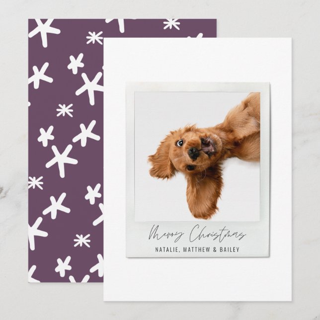 Tarjeta Festiva Navidades modernos de escritura simple (Anverso / Reverso)