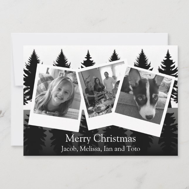 Tarjeta Festiva Navidades modernos de fotografía en blanco y negro (Anverso)