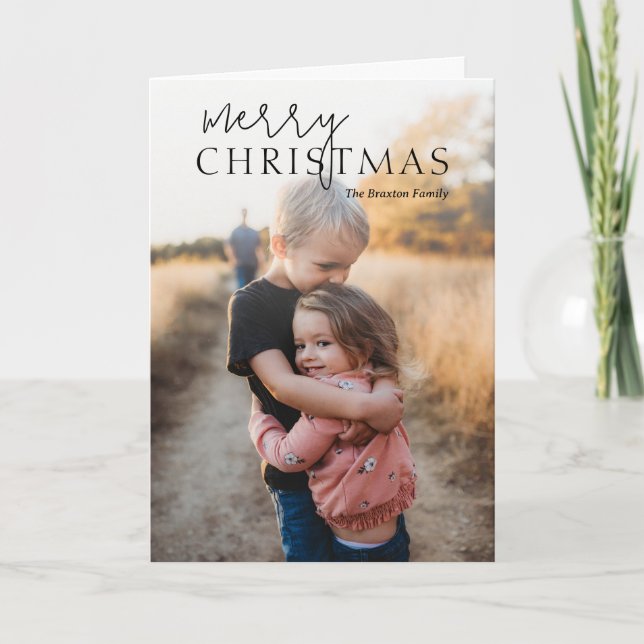 Tarjeta Festiva Navidades modernos de fotografía simple (Anverso)