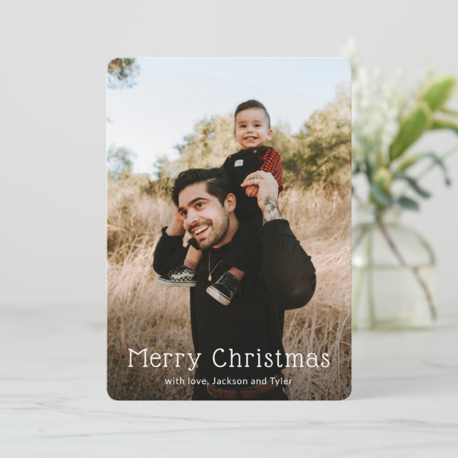 Tarjeta Festiva Navidades modernos de fotografía simple (Anverso de pie)