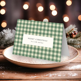 Tarjeta Festiva Navidades modernos de Gingham verde Rústico