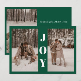 Tarjeta Festiva Navidades modernos de la alegría mínima verde 3 fo