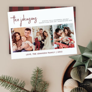 Tarjeta Festiva Navidades modernos de la familia de fotos de color
