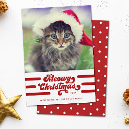 Tarjeta Festiva Navidades modernos de Meowy fotografía tipográfica
