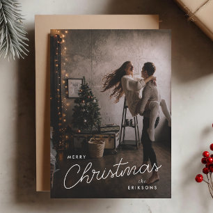 Tarjeta Festiva Navidades modernos de moda   Foto De Pareja Oscura