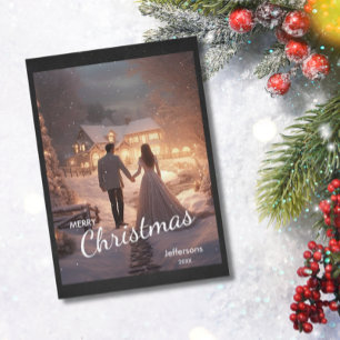 Tarjeta Festiva Navidades modernos de moda, pareja de fotografía,