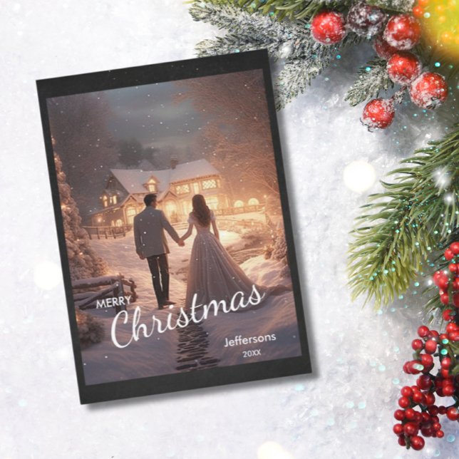 Tarjeta Festiva Navidades modernos de moda, pareja de fotografía,  (Subido por el creador)