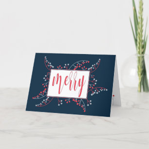 Tarjeta Festiva Navidades modernos de moras grises grises y azules