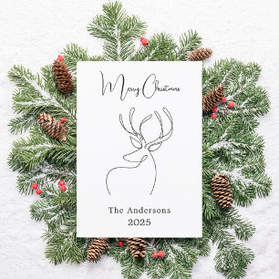 Tarjeta Festiva Navidades modernos de renos abstractos de blanco n