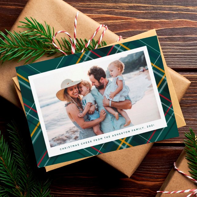 Tarjeta Festiva Navidades modernos de una foto de encerada verde p (Subido por el creador)