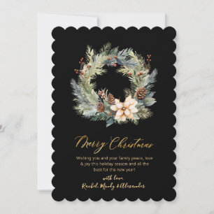 Tarjeta Festiva Navidades modernos de Wreath Greenery