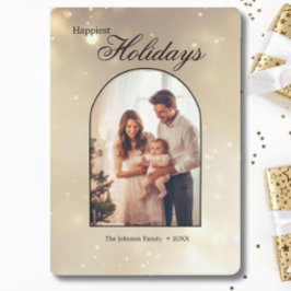 Tarjeta Festiva Navidades modernos del arte fotográfico Gold 1 Hap