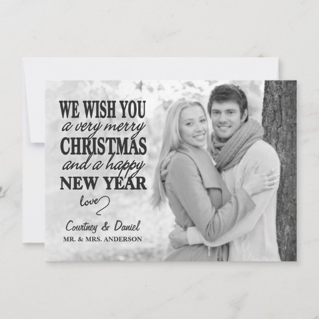 Tarjeta Festiva Navidades modernos entregan papel de foto completa (Anverso)