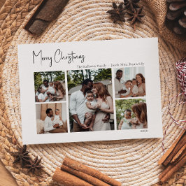 Tarjeta Festiva Navidades modernos escriben cinco fotos