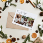 Tarjeta Festiva Navidades modernos escriben tres fotos de moras y<br><div class="desc">Esta moderna tarjeta de vacaciones de tres fotos de Navidades con guiones alegres y brillantes es perfecta para su minimalista y chic saludo de vacaciones en blanco y negro. La caligrafía escrita a mano, mínima y caprichosa, es delicada y rústica, aunque elegante y elegante. El diseño refleja un simple día...</div>