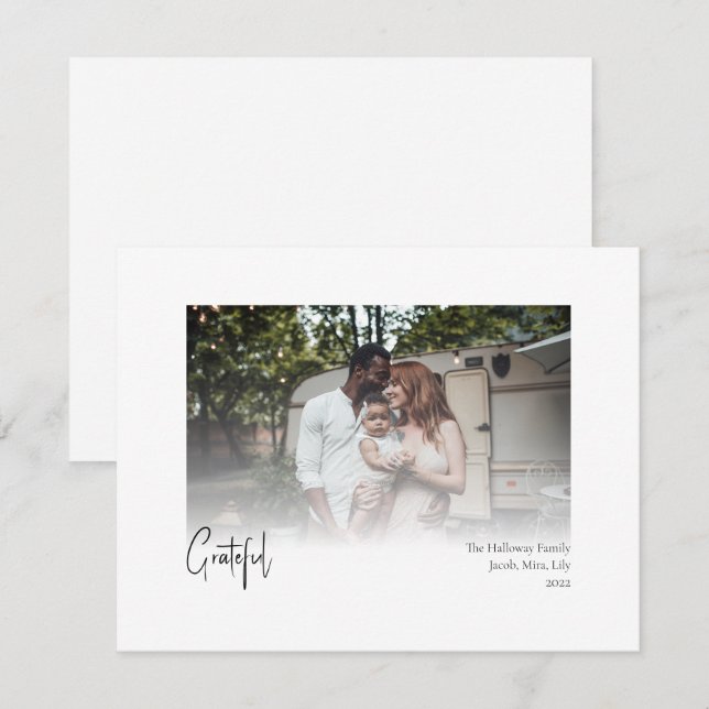 Tarjeta Festiva Navidades modernos escriben una foto con matices d (Anverso / Reverso)