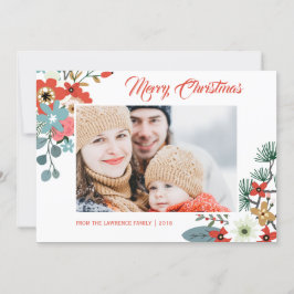 Tarjeta Festiva Navidades modernos floridos foto de follaje