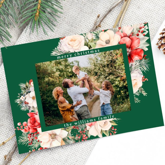 Tarjeta Festiva Navidades modernos florieron una foto de bienvenid (Subido por el creador)