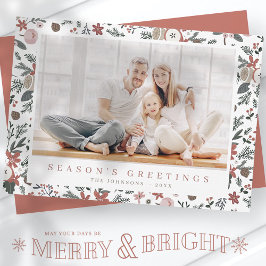 Tarjeta Festiva Navidades modernos Foliage Floral Patrón botánico