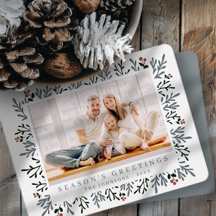 Tarjeta Festiva Navidades modernos Foliage y Berries Botánico