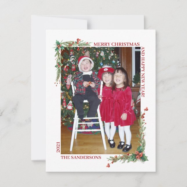 Tarjeta Festiva Navidades modernos Foto de vacaciones familiares d (Anverso)