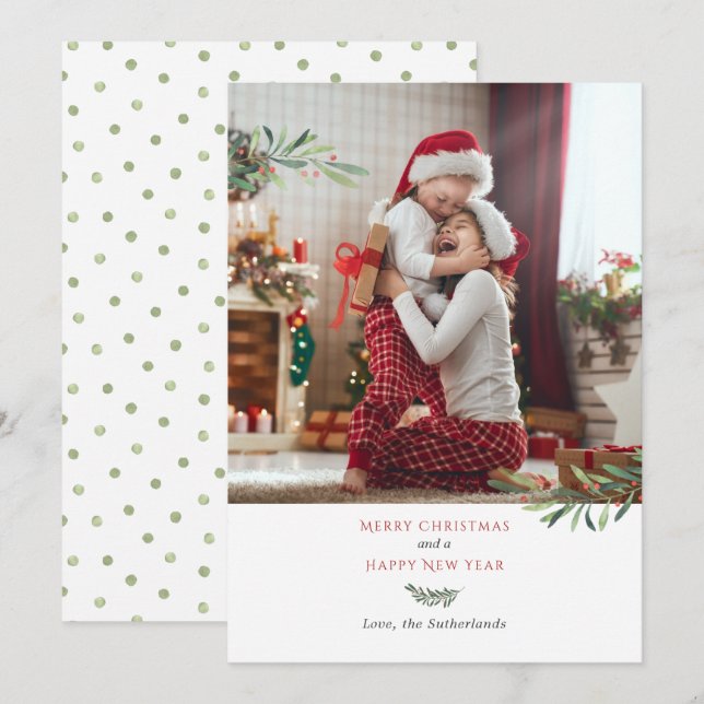 Tarjeta Festiva Navidades modernos foto elegante (Anverso / Reverso)