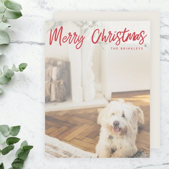 Tarjeta Festiva Navidades modernos | Foto manuscrita roja (Subido por el creador)