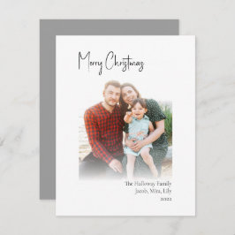 Tarjeta Festiva Navidades modernos | Foto vertical con fondo plate