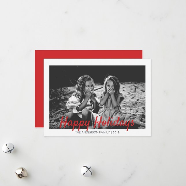 Tarjeta Festiva Navidades modernos - Fotos de vacaciones felices (Anverso/Reverso In Situ)