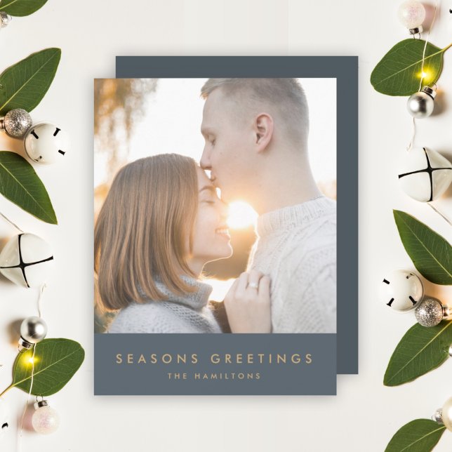 Tarjeta Festiva Navidades modernos | Gris y oro de pizarra (Subido por el creador)