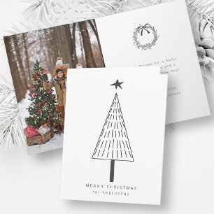 Tarjeta Festiva Navidades modernos grises oscuros foto de árbol de