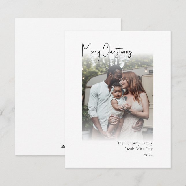 Tarjeta Festiva Navidades modernos guión de foto con matiz vertica (Anverso / Reverso)