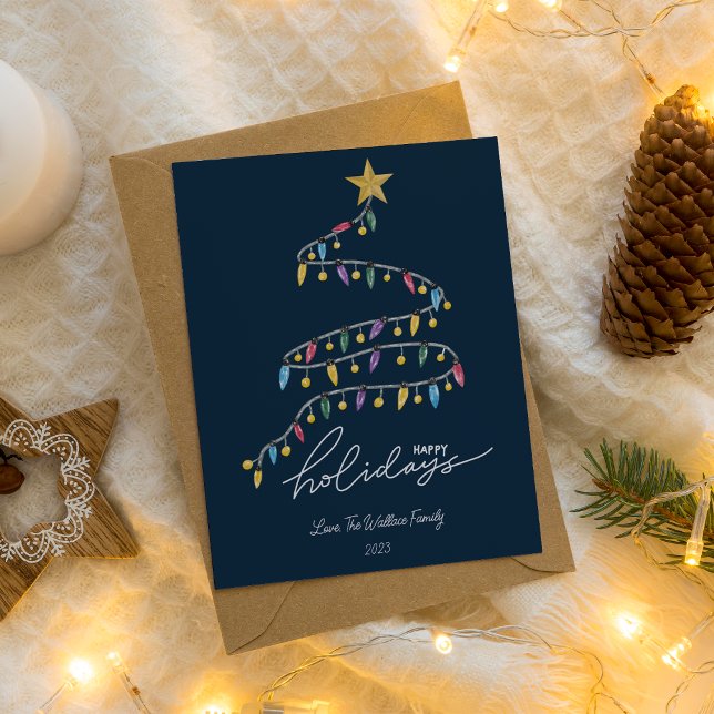 Tarjeta Festiva Navidades modernos iluminan el plano del árbol (Subido por el creador)