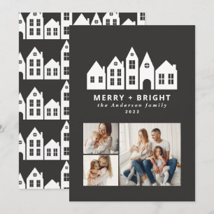 Tarjeta Festiva Navidades modernos mínimos Casas nórdicas 3 foto H